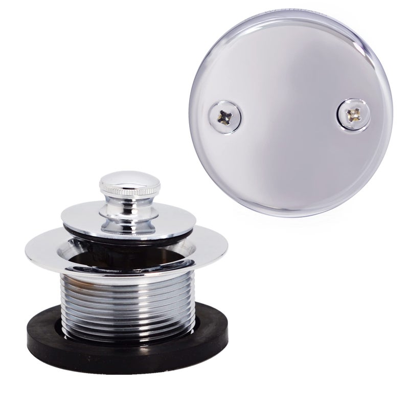 Westbrass Y594144CP Black Tubular Twist & Close Drain Bath Waste and Overflow, Polished Chrome - Image 3